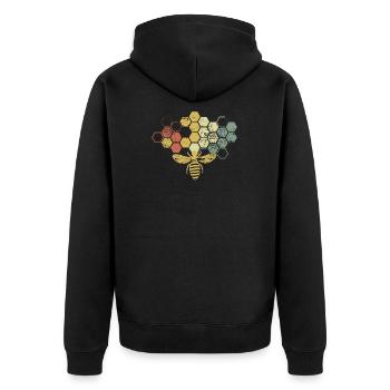 Vintage Beekeeper graphic, Honey Bee design - Unisex Premium Organic Zip Hoodie - black - Back - Nico (187cm)