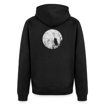 Lune avec hibou dans la forêt, nuit, cadeau d'Halloween - Veste à capuche bio Premium Unisexe - noir - Dos - Nico (187cm)
