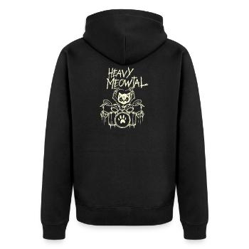 Heavy Metal Katze Schlagzeug Drummer Gothic Goth - Unisex Premium Bio Zip Hoodie - Schwarz - Hinten - Nico (187cm)