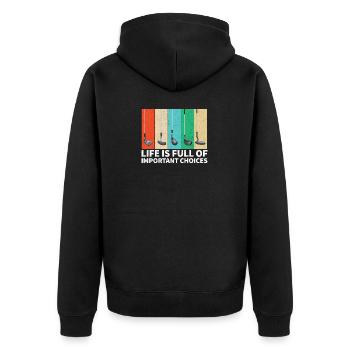Golf Golfschläger - Unisex Premium Bio Zip Hoodie - Schwarz - Hinten - Nico (187cm)