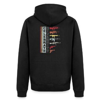 Celebrate Diversity Different Gun graphic | Gun - Unisex Premium Organic Zip Hoodie - black - Back - Nico (187cm)