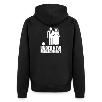 Just Married print, cadeau de bâillon pour jeunes mariés - Veste à capuche bio Premium Unisexe - noir - Dos - Nico (187cm)