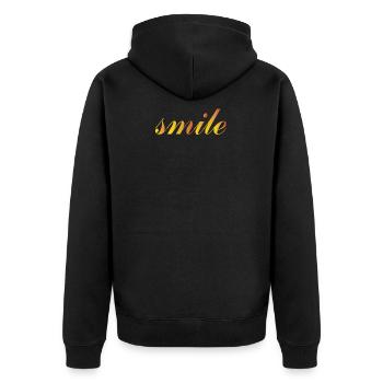smile - Unisex Premium Organic Zip Hoodie - black - Back - Nico (187cm)
