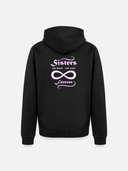 Søster hjerte sjel for alltid beste venn søsken gave - Premium økologisk unisex-hettejakke - svart