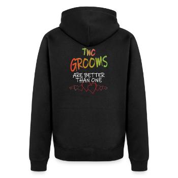 Schwulen Hochzeit - Unisex Premium Bio Zip Hoodie - Schwarz - Hinten - Nico (187cm)