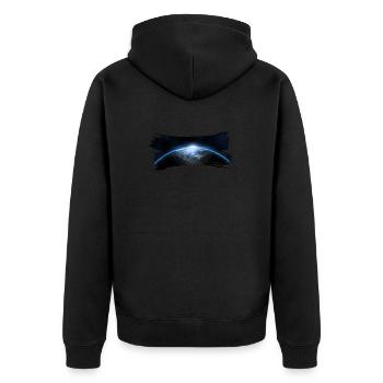 Space 2 - Unisex Premium Bio Zip Hoodie - Schwarz - Hinten - Nico (187cm)