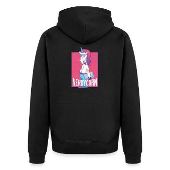 The dream of the unicorn the nerdycorn - Unisex Premium Organic Zip Hoodie - black - Back - Nico (187cm)