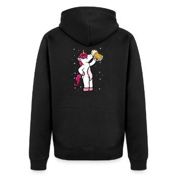 Bier Alkohol Trinken Brauer Einhorn Geschenk - Unisex Premium Bio Zip Hoodie - Schwarz - Hinten - Nico (187cm)