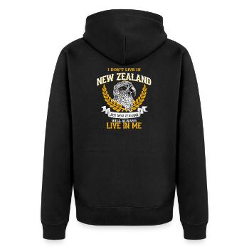 Neuseeland - Unisex Premium Bio Zip Hoodie - Schwarz - Hinten - Nico (187cm)