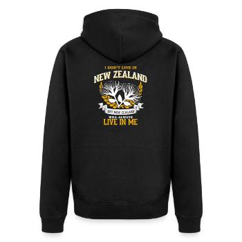 Neuseeland - Unisex Premium Bio Zip Hoodie - Schwarz - Hinten - Nico (187cm)