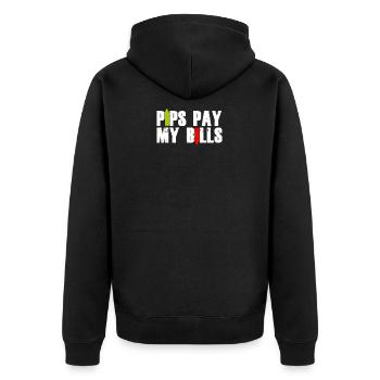 Pips pay my bills - Trader Stock Exchange - Unisex Premium Organic Zip Hoodie - black - Back - Nico (187cm)