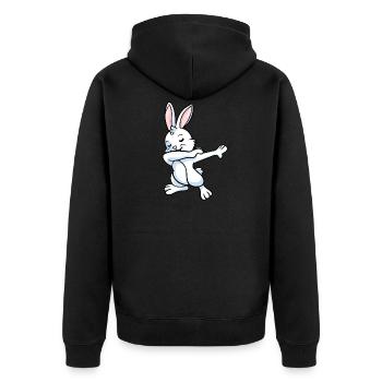 Rabbit Bunnies Dwarf Rabbit Dabbing Dance Gift - Unisex Premium Organic Zip Hoodie - black - Back - Nico (187cm)