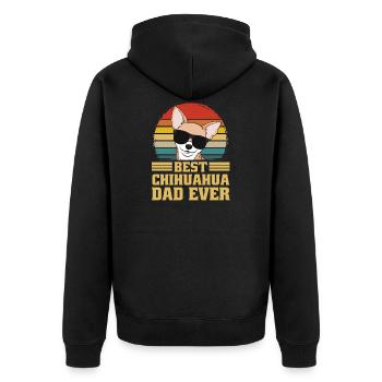 Chihuahua Hund Hunde Vater Dad Papa Retro Geschenk - Unisex Premium Bio Zip Hoodie - Schwarz - Hinten - Nico (187cm)