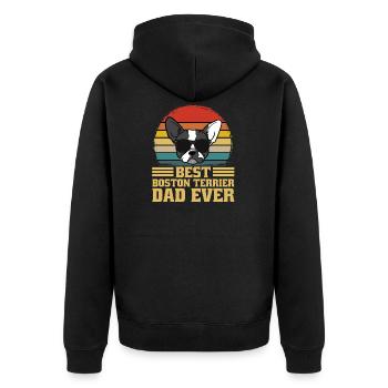 Boston Terrier Dog Dad Dad Dad Ever Gift - Unisex Premium Organic Zip Hoodie - black - Back - Nico (187cm)