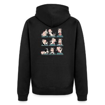Lustige Kuh Kühe Kalb Yoga Gymnastik Geschenk - Unisex Premium Bio Zip Hoodie - Schwarz - Hinten - Nico (187cm)