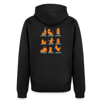 Lustige Katzen Katze Yoga Gymnastik Geschenk - Unisex Premium Bio Zip Hoodie - Schwarz - Hinten - Nico (187cm)