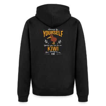 Neuseeland - Unisex Premium Bio Zip Hoodie - Schwarz - Hinten - Nico (187cm)
