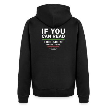 Fun Sarcastic design for Boyfriends from - Unisex Premium Organic Zip Hoodie - black - Back - Nico (187cm)