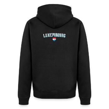 Luxembourg print | Luxembourger Flag graphic - Unisex Premium Organic Zip Hoodie - black - Back - Nico (187cm)