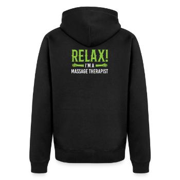 Physiotherapist Massage Masseur Physio Massage - Unisex Premium Organic Zip Hoodie - black - Back - Nico (187cm)