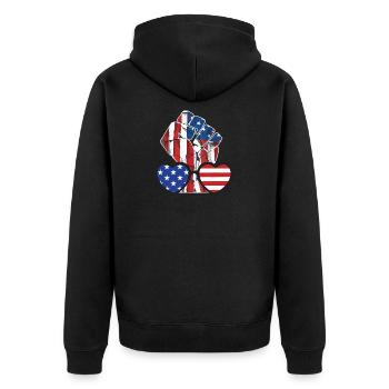 Amérique - Veste à capuche bio Premium Unisexe - noir - Dos - Nico (187cm)