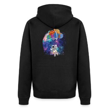 Süßer Astronaut Planeten Luftballons im Weltraum - Unisex Premium Bio Zip Hoodie - Schwarz - Hinten - Nico (187cm)