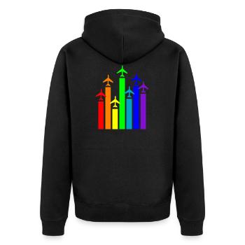 Flugzeug-Pilot Luftfahrt - Unisex Premium Bio Zip Hoodie - Schwarz - Hinten - Nico (187cm)