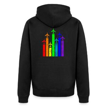 Pilot Flieger Flugzeug - Unisex Premium Bio Zip Hoodie - Schwarz - Hinten - Nico (187cm)