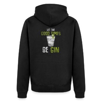 gin - Unisex Premium Organic Zip Hoodie - black - Back - Nico (187cm)