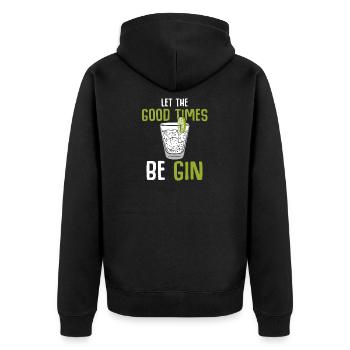 gin - Unisex Premium Organic Zip Hoodie - black - Back - Nico (187cm)