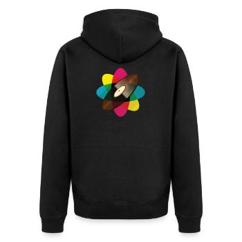 Vintage Vinyl Record Retro Colors Gift - Unisex Premium Organic Zip Hoodie - black - Back - Nico (187cm)