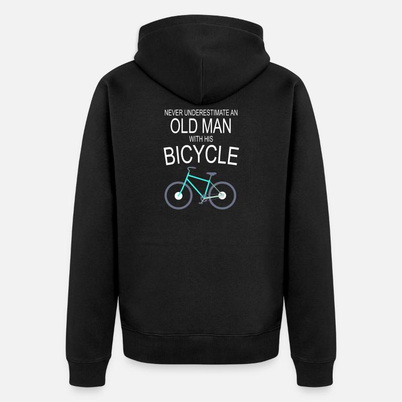 Vieil homme à bicyclette - Veste à capuche bio Premium Unisexe - noir