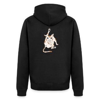 Verrückte Katze wird beim Hintern putzen erwischt - Unisex Premium Bio Zip Hoodie - Schwarz - Hinten - Nico (187cm)