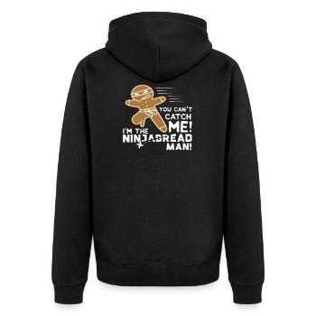 Funny Parody Gingerbread Ninjabread Ninja Gift - Unisex Premium Organic Zip Hoodie - black - Back - Nico (187cm)