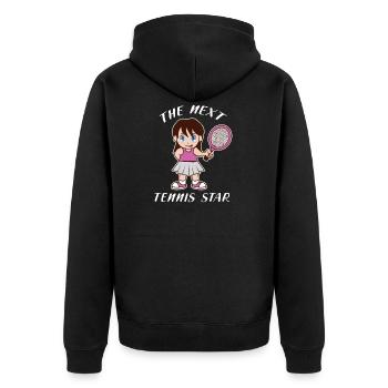 Der nächste Tennis Star Stern Mädchen Geschenk - Unisex Premium Bio Zip Hoodie - Schwarz - Hinten - Nico (187cm)