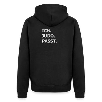 Judo - Unisex Premium Bio Zip Hoodie - Schwarz - Hinten - Nico (187cm)
