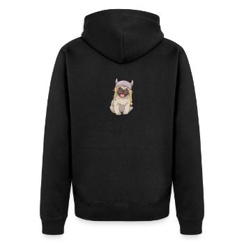 Schweden Mops Schwedisch Viking Wikinger Geschenk - Unisex Premium Bio Zip Hoodie - Schwarz - Hinten - Nico (187cm)
