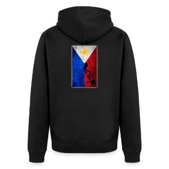 Philippinische Flaggenkarte Pilipinas Tagalog Filipino - Unisex Premium Bio Zip Hoodie - Schwarz - Hinten - Nico (187cm)