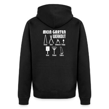Gärtner Workout Gartenwerkzeug mein Hobby Geschenk - Unisex Premium Bio Zip Hoodie - Schwarz - Hinten - Nico (187cm)