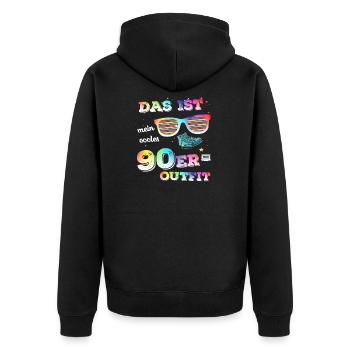 das ist mein cooles 90er outfit - Unisex Premium Bio Zip Hoodie - Schwarz - Hinten - Nico (187cm)