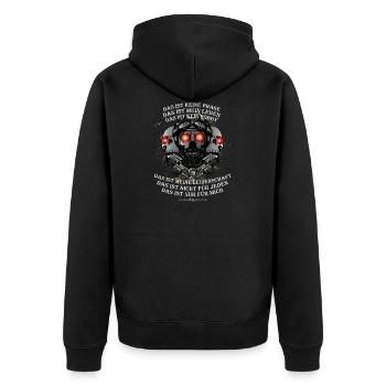 TRIKE / Meine Leidenschaft Trike fahren, SHIRT - Unisex Premium Bio Zip Hoodie - Schwarz - Hinten - Nico (187cm)