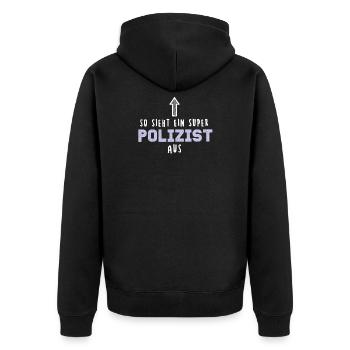 Polizei Polizist Polizeianwärter Beamter Geschenk - Unisex Premium Bio Zip Hoodie - Schwarz - Hinten - Nico (187cm)