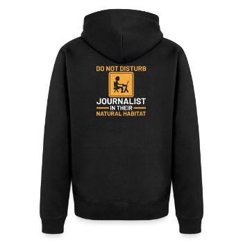 journaliste - Veste à capuche bio Premium Unisexe - noir - Dos - Nico (187cm)