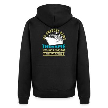 Ich Brauche keine Therapie nur eine Kreuzfahrt - Unisex Premium Bio Zip Hoodie - Schwarz - Hinten - Nico (187cm)