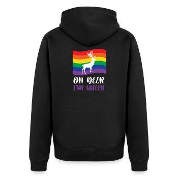 lgbt reh - Unisex Premium Bio Zip Hoodie - Schwarz - Hinten - Nico (187cm)