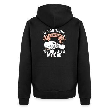 père et fils papa sont géniaux - Veste à capuche bio Premium Unisexe - noir - Dos - Nico (187cm)