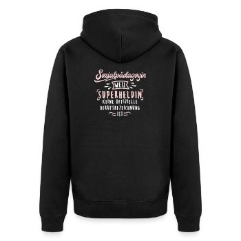 Sozialpädagogin Soziale Arbeit Sozialpädagogik - Unisex Premium Bio Zip Hoodie - Schwarz - Hinten - Nico (187cm)