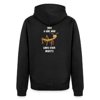 Just A Girl Who Love Stick Insects Stabheuschrecke - Unisex Premium Bio Zip Hoodie - Schwarz - Hinten - Nico (187cm)