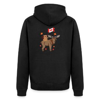 Fête du Canada avec cadeau du castor et de l'orignal - Veste à capuche bio Premium Unisexe - noir - Dos - Nico (187cm)