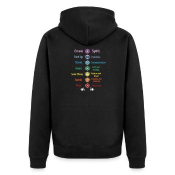 Chakra Yoga Géométrie Sacrée - Veste à capuche bio Premium Unisexe - noir - Dos - Nico (187cm)